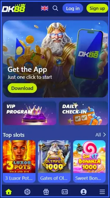 Aplikasi mudah alih DK88 Casino dengan cap jari pada telefon Android
