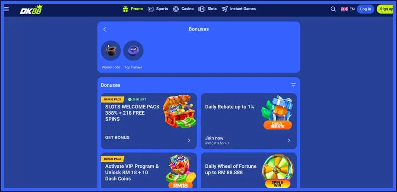 Halaman log masuk DK88 Casino dengan nama pengguna dan kata laluan